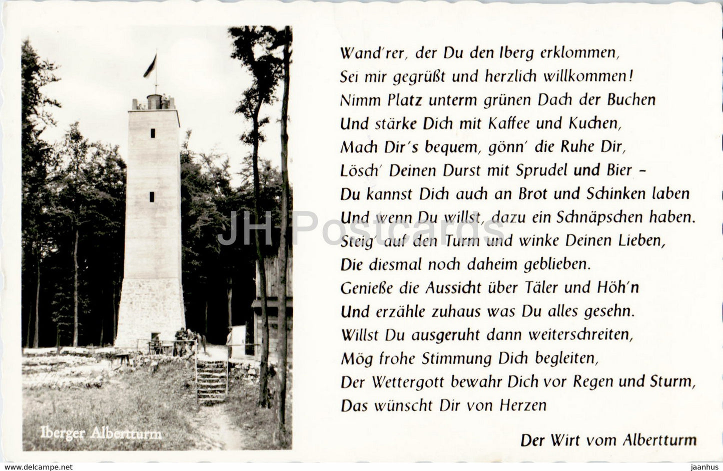 Iberger Albertturm - old postcard - 1957 - Germany - used - JH Postcards
