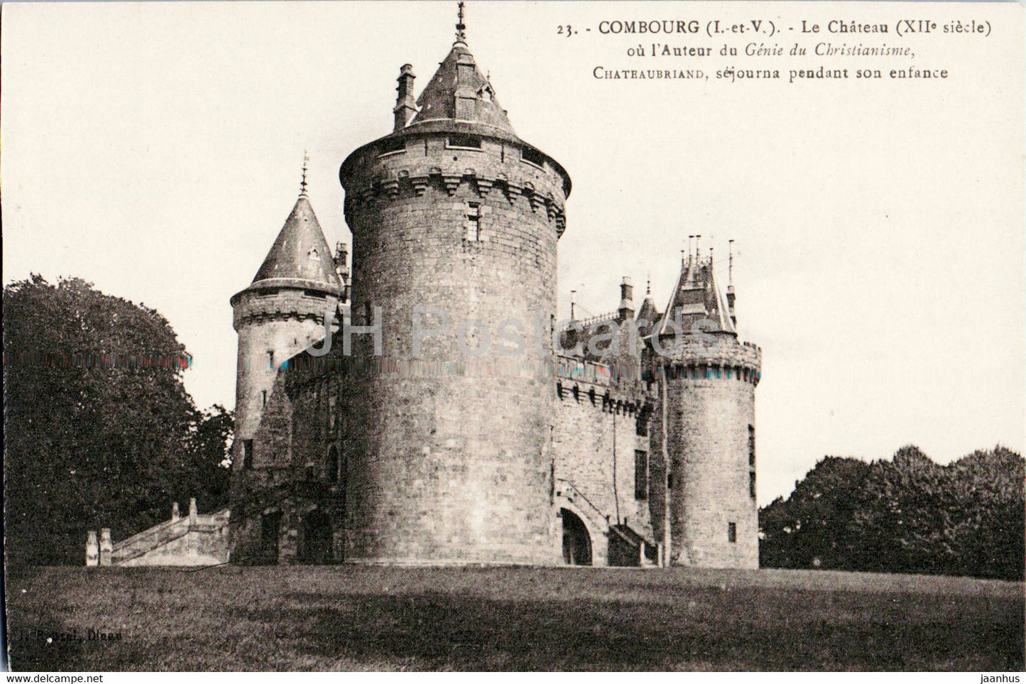 Combourg - Le Chateau - castle - 23 - old postcard - France - unused - JH Postcards