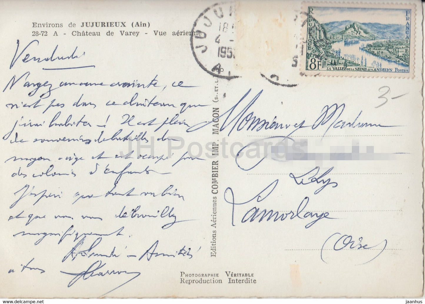 Environs de Jujurieux - Chateau de Varey - Vue Aerienne - alte Postkarte - Frankreich - gebraucht