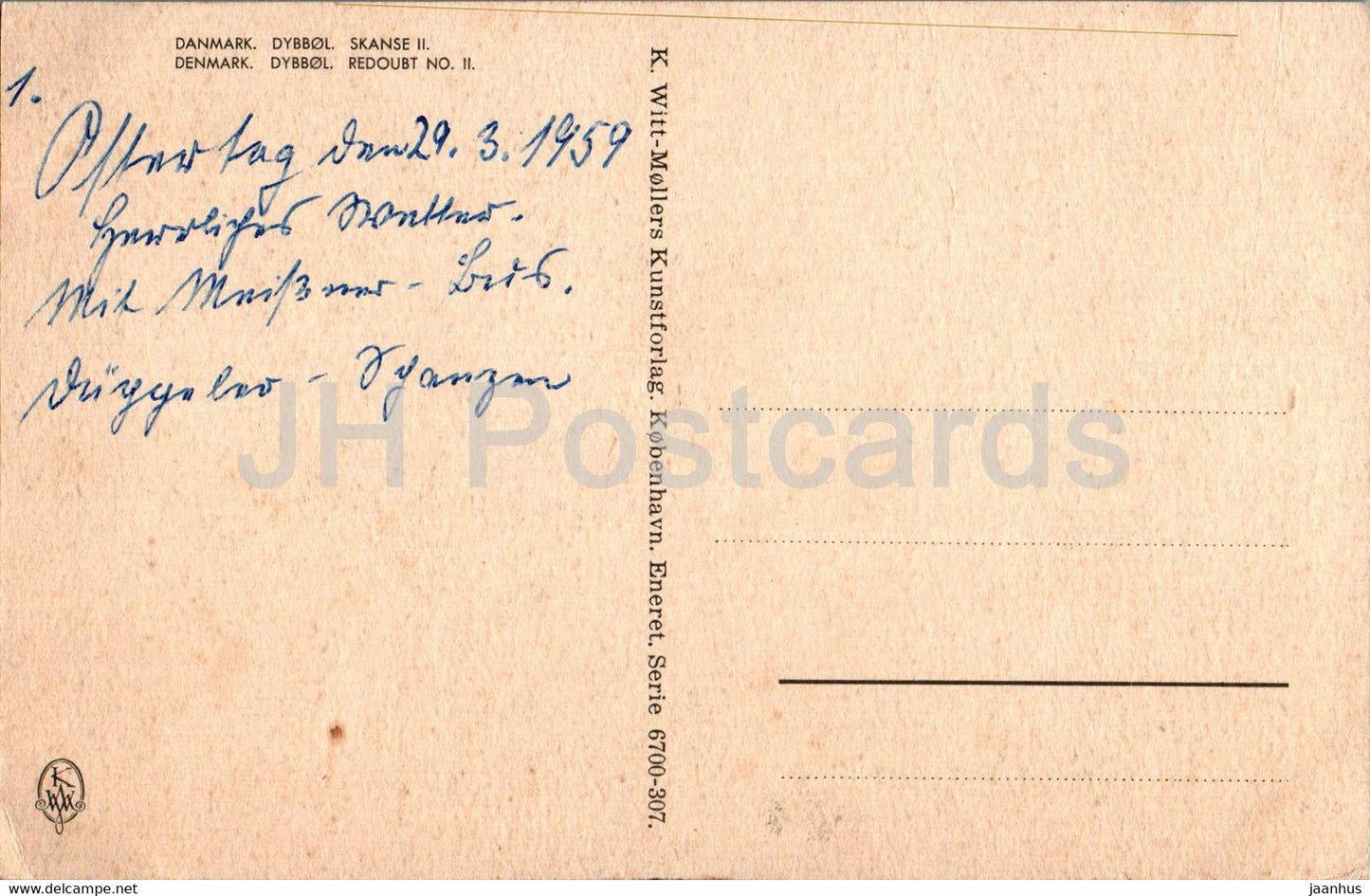 Dybbol Skanse - Redoubt Nr. 11 - alte Postkarten - 1959 - Dänemark - gebraucht