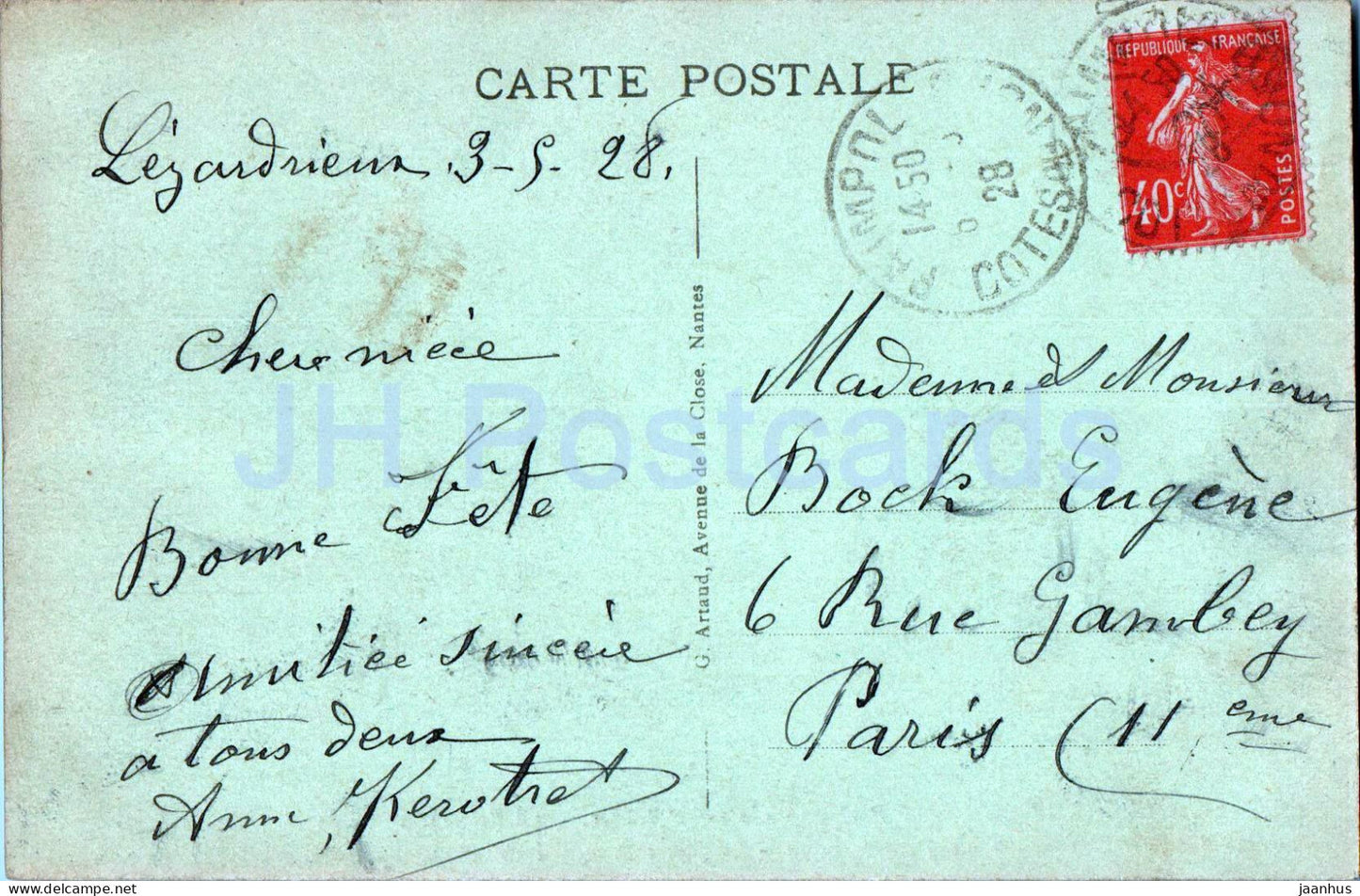 Lezardrieux - Le Pont suspendu sur le Trieux - pont - 26 - carte postale ancienne - 1928 - France - occasion 