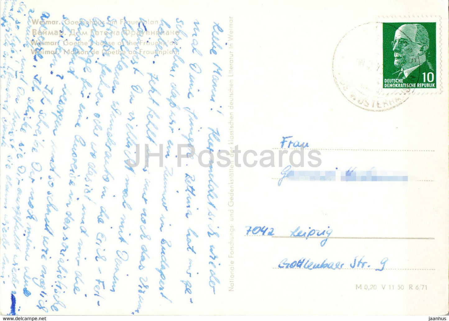 Weimar - Goethehaus am Frauenplan - old postcard - Germany DDR - used