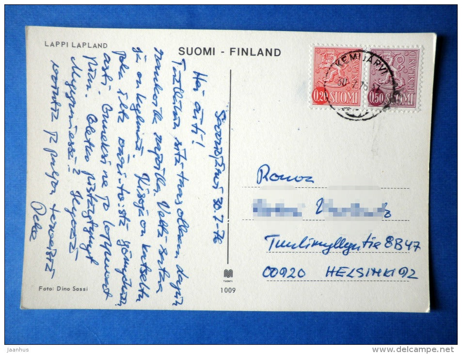 Saami - folk costumes - Lapland - circulated in Finland 1976 , Kemijärvi - Finland - used - JH Postcards