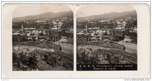 New Baths - Kursaal - town - Kislovodsk - Caucasus - Russia - Russie - stereo photo - stereoscopique - old photo - JH Postcards