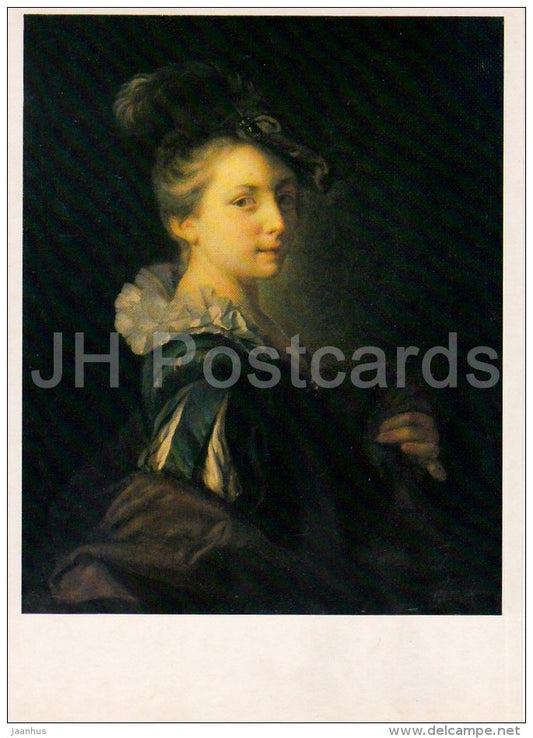 painting by Alexis Grimou - Young Lady in theatrical costume - French art - Russia USSR - 1986 - unused - JH Postcards