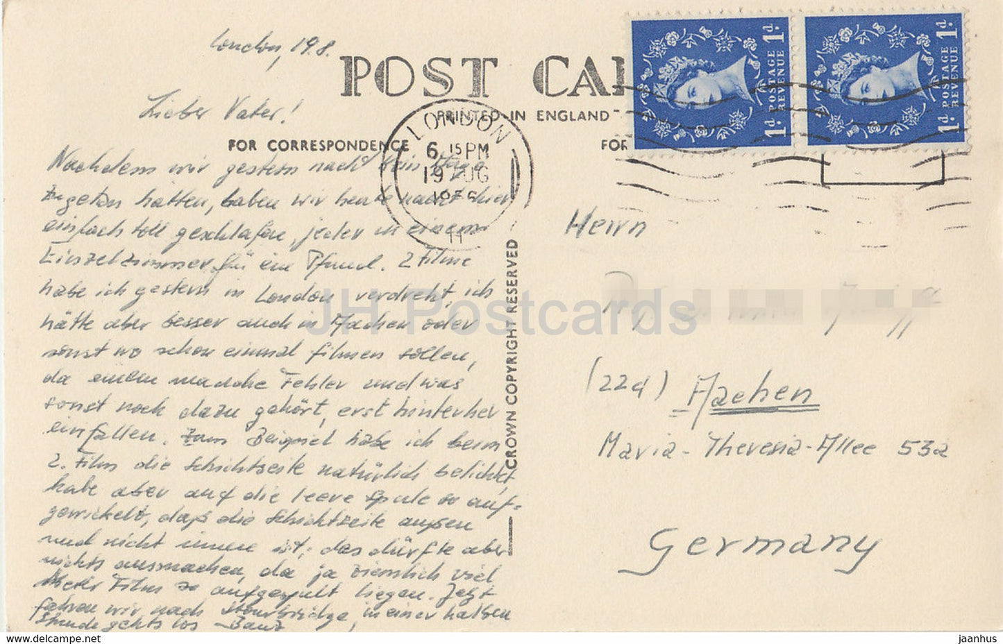 London – Tower of London – Die Kapelle St. Peter ad Vincula – alte Postkarte – 1956 – Vereinigtes Königreich – England – gebraucht