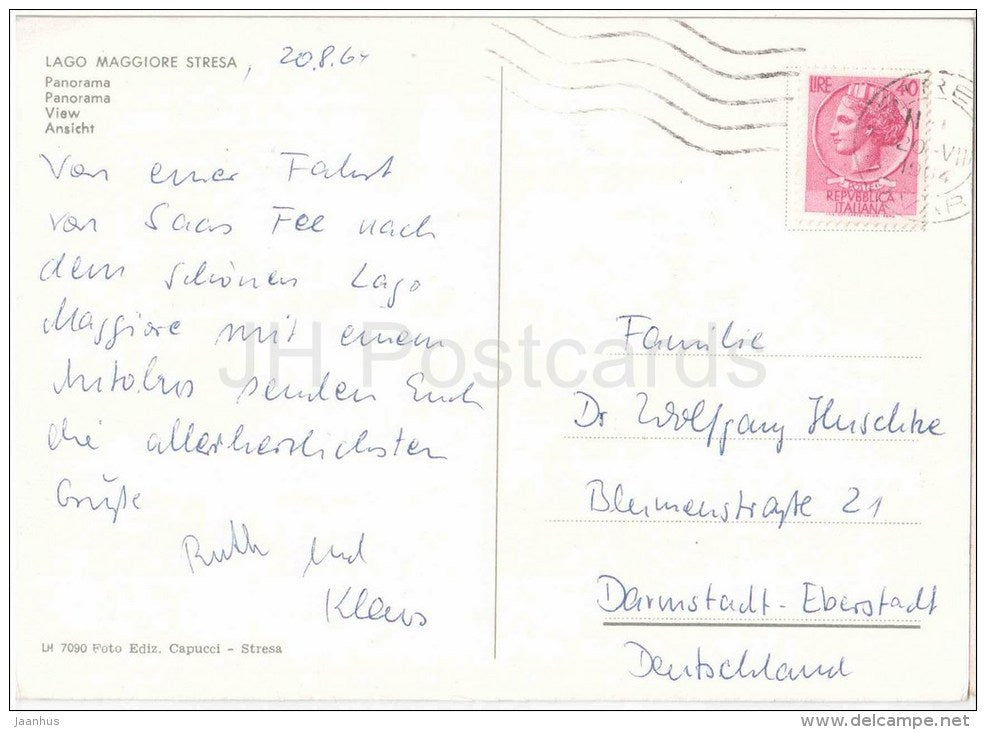 panorama - Lago Maggiore Stresa - Verbania - Piemonte - LM 7090 - Italia - Italy - sent from Italy to Germany 1964 - JH Postcards