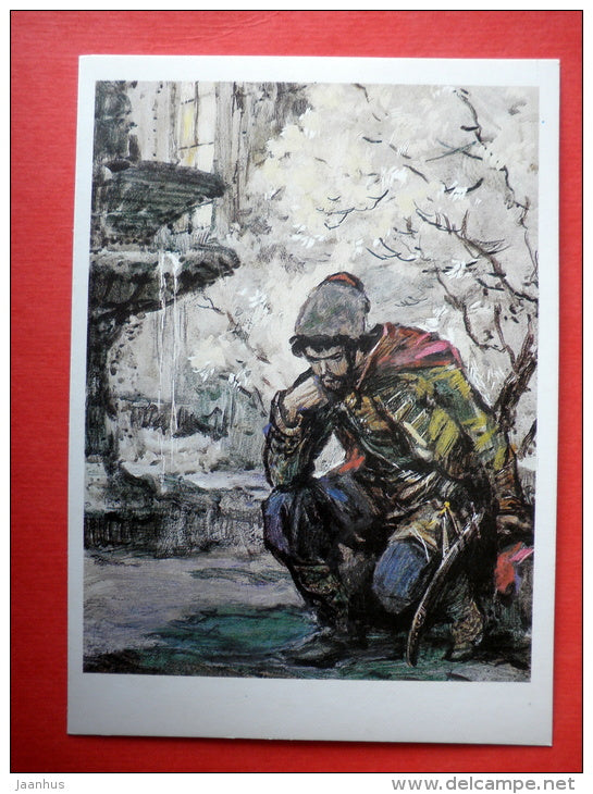 illustration by I. Ushakov - warrior - Stepan Razin by S. Zlobin - 1989 - Russia - unused - JH Postcards