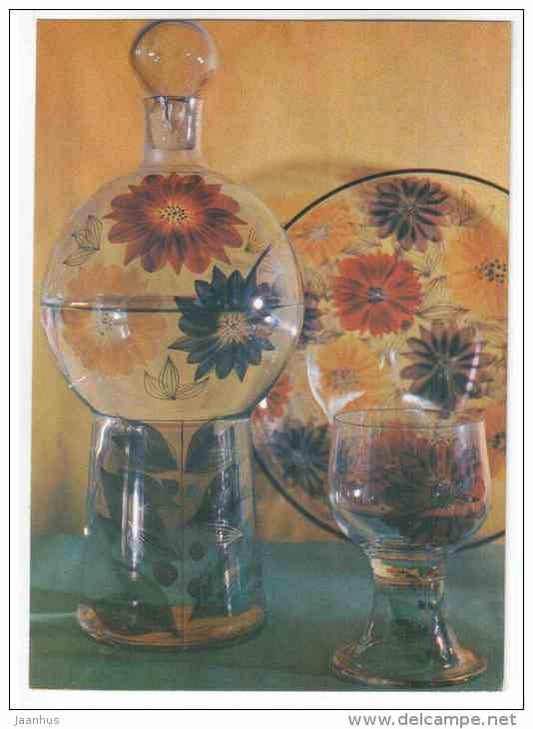 Set for wine Nectar by Ye. Shchapova - Glass items - 1973 - Russia USSR - unused - JH Postcards