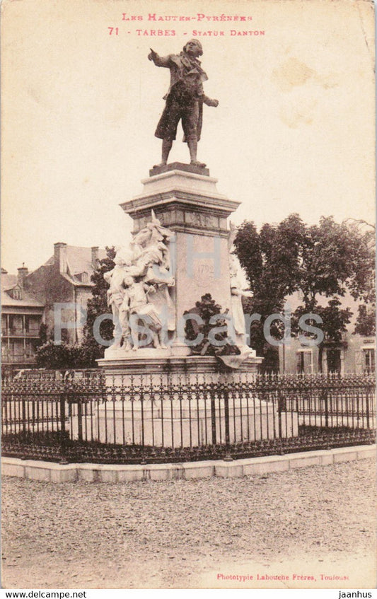 Tarbes - Statue Danton - monument - 71 - old postcard - France - used - JH Postcards
