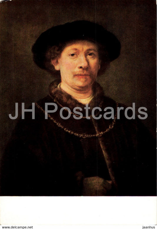 painting by Rembrandt - Self Portrait - Dutch art - Netherlands - unused - JH Postcards