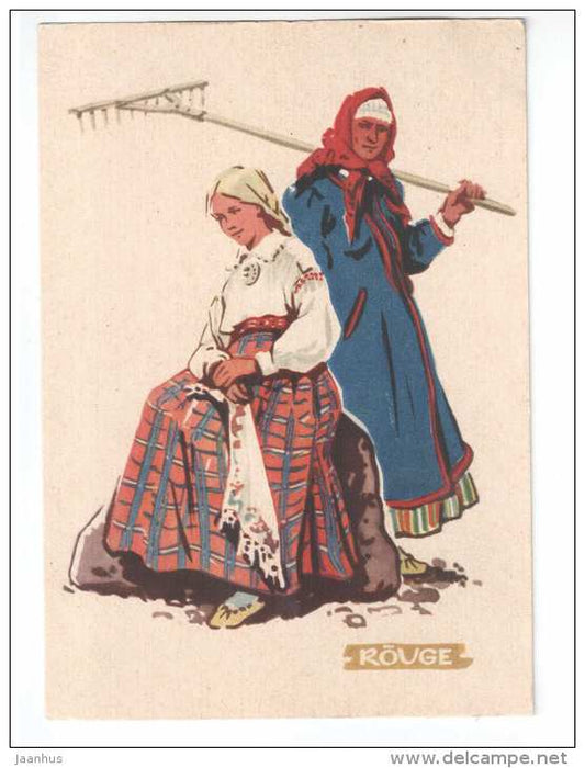 People in estonian folk costumes Rõuge by A. Vender - 1960 - Estonia USSR - unused - JH Postcards