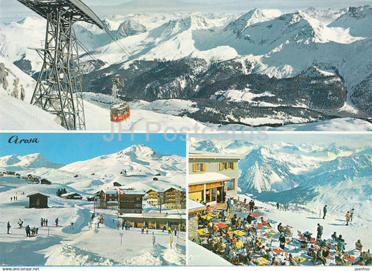 Arosa - cable car - ski resort - multiview - 1971 - Switzerland - used - JH Postcards