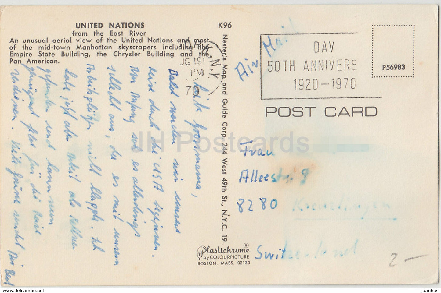 New York City - United Nations from the East River - 1970 - USA - used