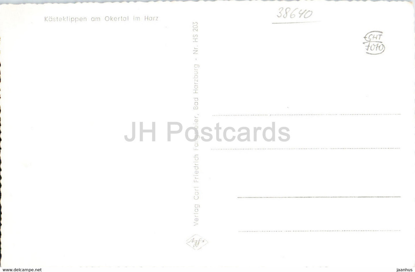 Kasteklippen am Okertal im Harz - old postcard - Germany - unused