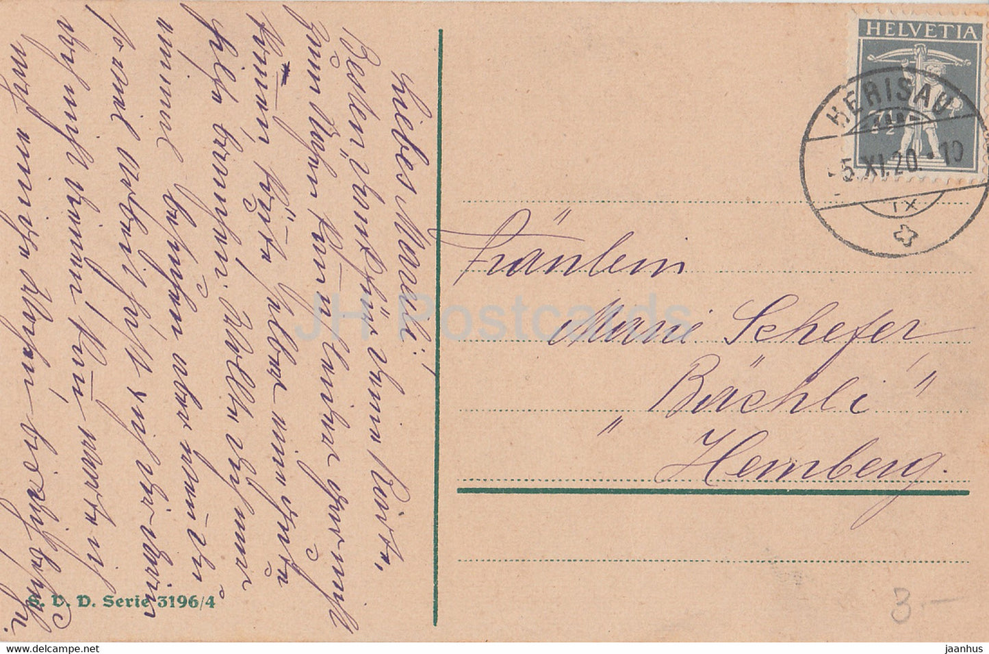 village view - birch - illustration - S V D 3196/4 - old postcard - 1920 - used