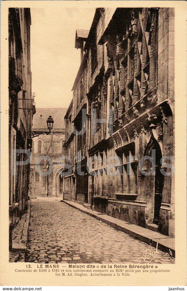 Le Mans - Maison dite de la Reine Berengere - 13 - old postcard - France - unused - JH Postcards