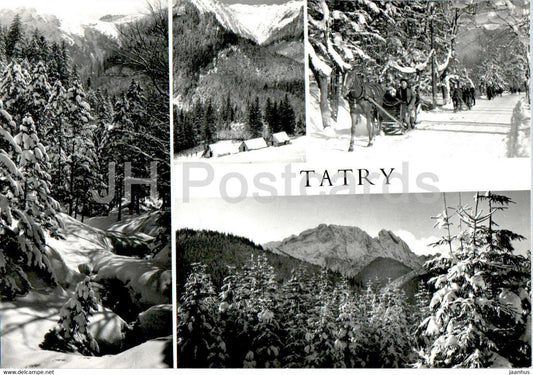 Tatry Zachodnie - Western Tatras - Dolina Bialego - Ornak - Kulig - horse sledge - multiview - Poland - unused - JH Postcards