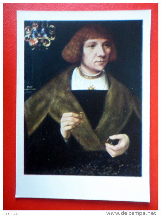painting by Jacob van Utrecht . Portrait of a Young Man - flemish art - unused - JH Postcards