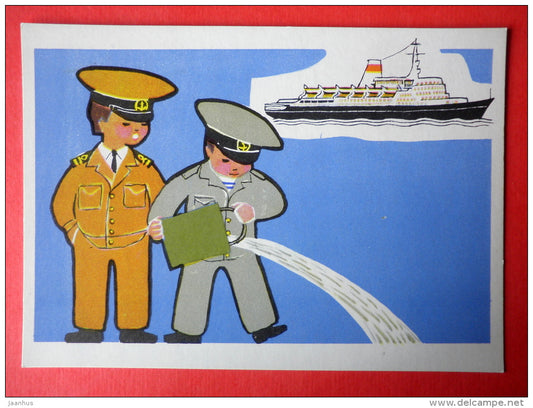 illustration by E. Rapoport - passenger ship Aleksandr Pushkin - Little Seafarers - 1971 - Russia USSR - unused - JH Postcards