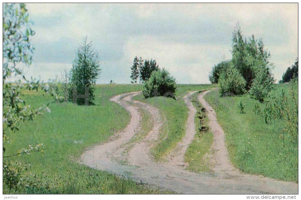 Road to Petrovskoye - Mikhaylovskoye Museum Reserve - Pushkin - 1970 - Russia USSR - unused - JH Postcards