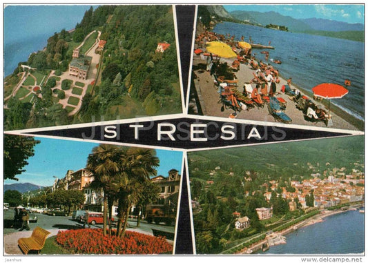 beach - spiaggia - Lago Maggiore Stresa - Verbania - Piemonte - Italia - Italy - sent from Italy to Germany 1972 - JH Postcards