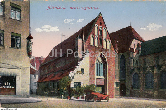 Nurnberg - Bratwurstglocklein - old car - Nuremberg - old postcard - 1915 - Germany - used - JH Postcards