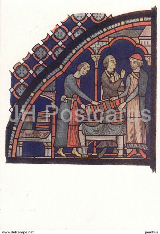 Stained glass window from the cathedral in Chartres - Fabric Sellers - 1961 - Russia USSR - unused - JH Postcards