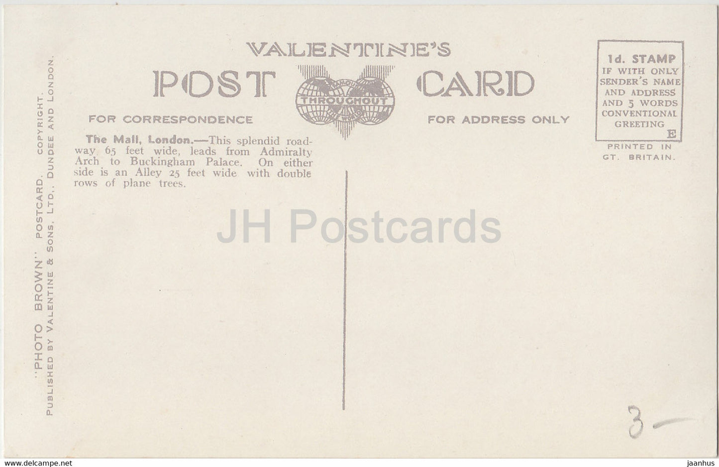 London - The Mall - Valentine - 98503 - old postcard - England - United Kingdom - unused