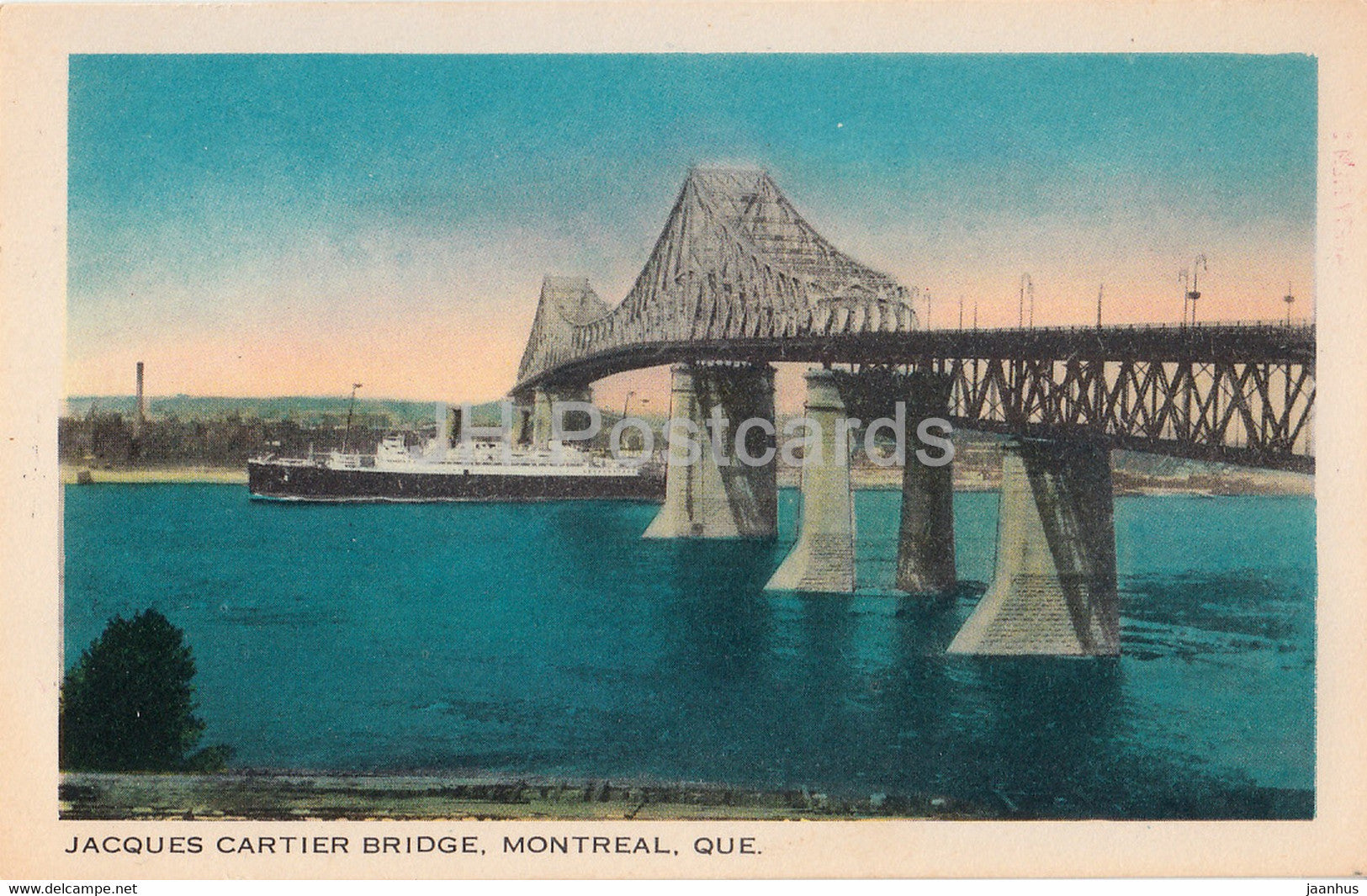 Montreal - Jacques Cartier Bridge - ship - Canada - unused - JH Postcards