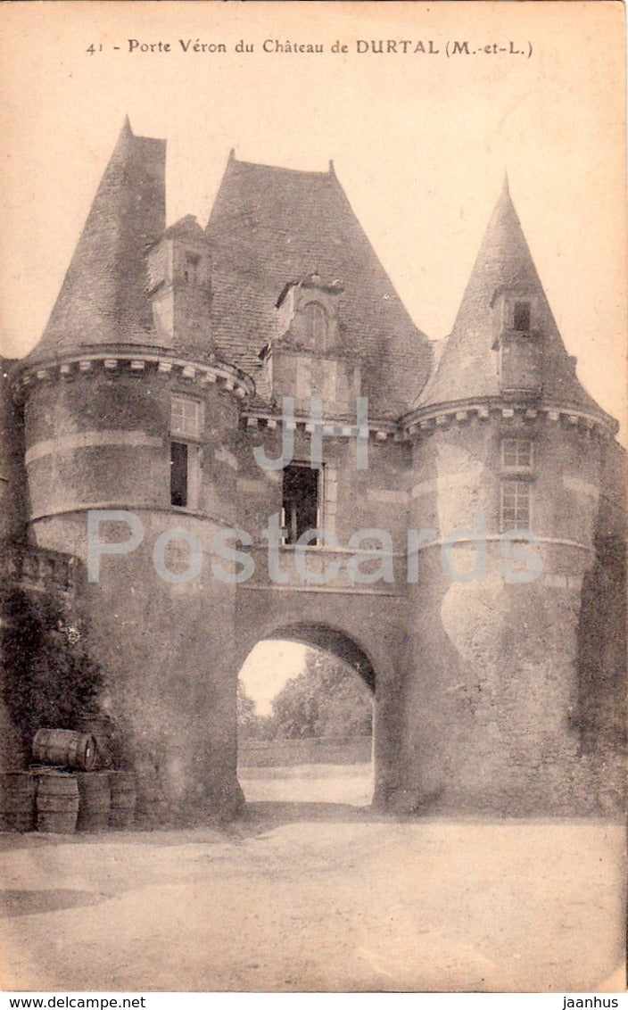 Porte Veron du Chateau de Durtal - castle - 41 - 1922 - old postcard - France - used - JH Postcards