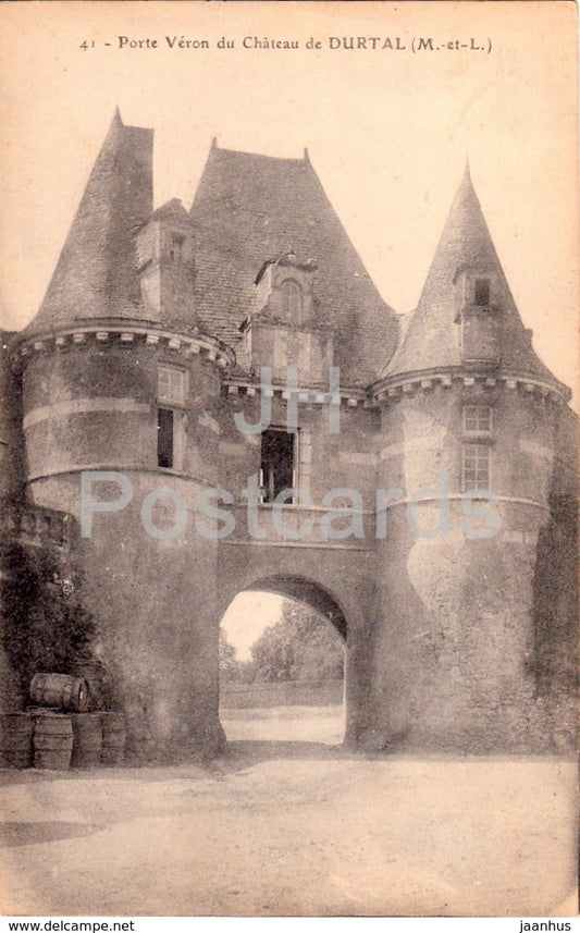 Porte Veron du Chateau de Durtal - castle - 41 - 1922 - old postcard - France - used - JH Postcards