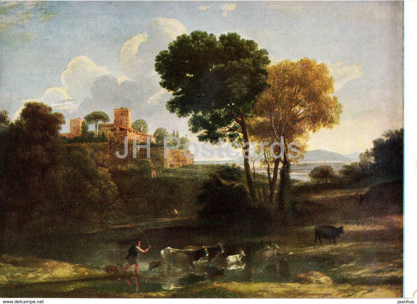 painting by Claude Lorrain - Villa in the Roman Campaigna - French art - Hungary - unused - JH Postcards