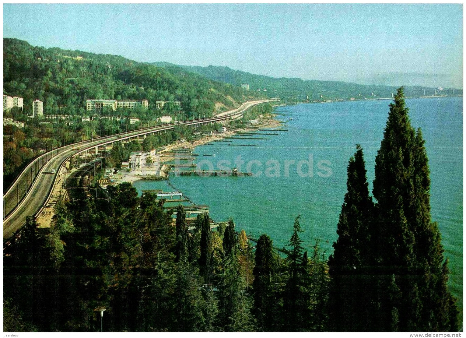 embankment of Black Sea - motorway - Khosta - Sochi - 1983 - Russia USSR - unused - JH Postcards