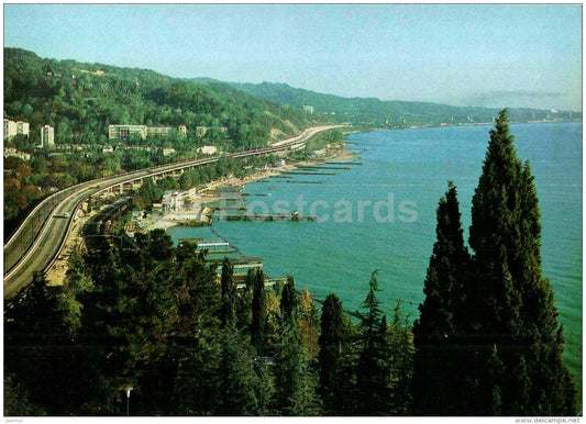 embankment of Black Sea - motorway - Khosta - Sochi - 1983 - Russia USSR - unused - JH Postcards