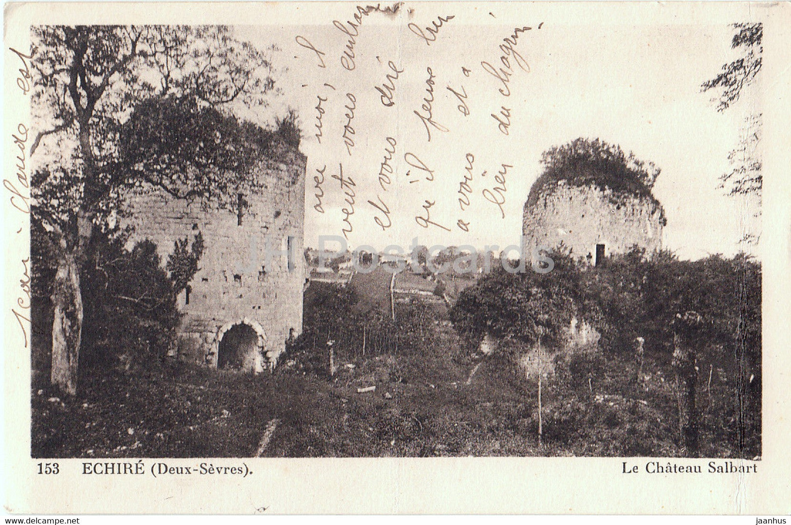Echire - Le Chateau Salbart - 153 - old postcard - France - used - JH Postcards