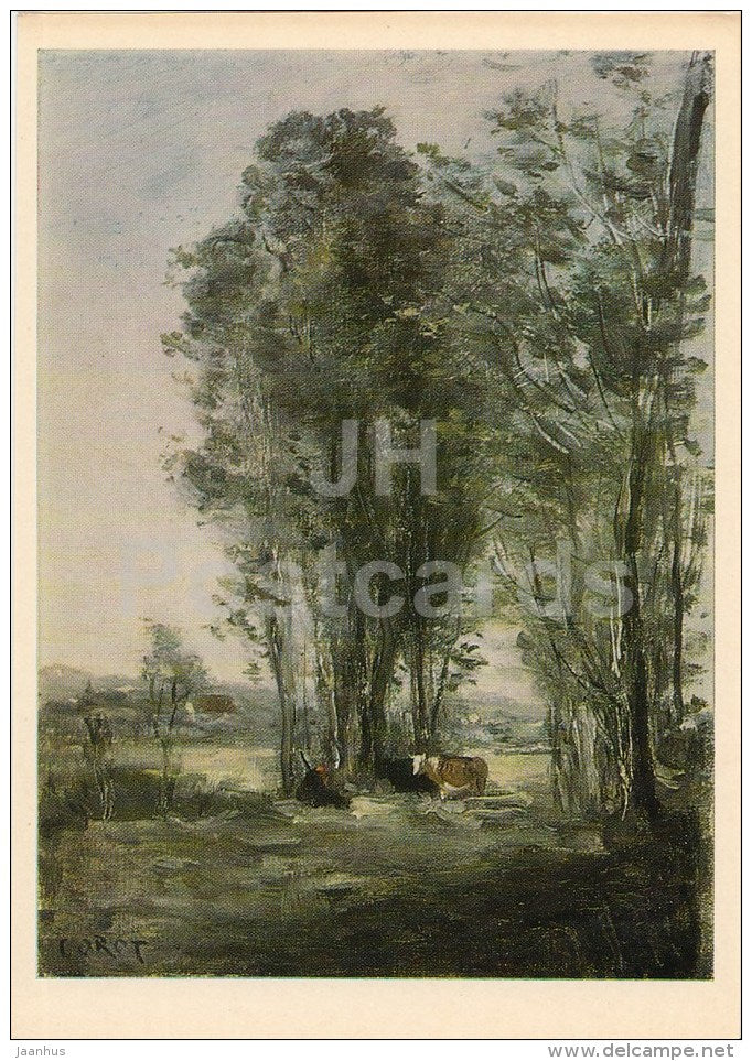 painting by Camille Corot - Paysage aux vaches , 1870 - French art - 1975 - Russia USSR - unused - JH Postcards