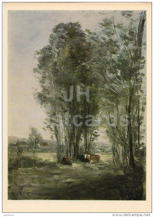 painting by Camille Corot - Paysage aux vaches , 1870 - French art - 1975 - Russia USSR - unused - JH Postcards