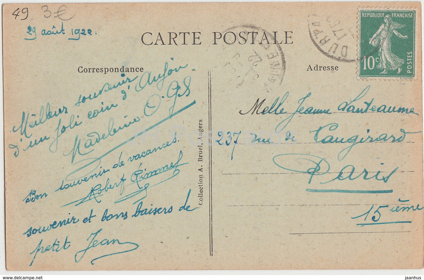 Porte Veron du Chateau de Durtal - castle - 41 - 1922 - old postcard - France - used