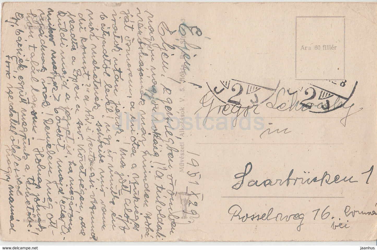 Gyor - Varoshaza - mairie - carte postale ancienne - 1929 - Hongrie - utilisé