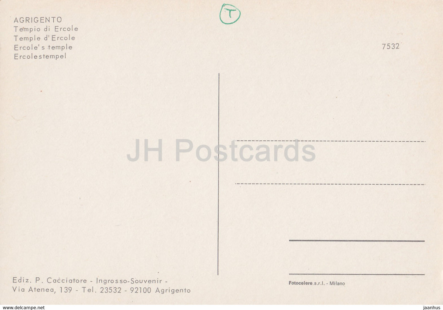 Agrigente - Tempio di Ercole - Temple d'Ercole - ancien - 7532 - Italie - inutilisé