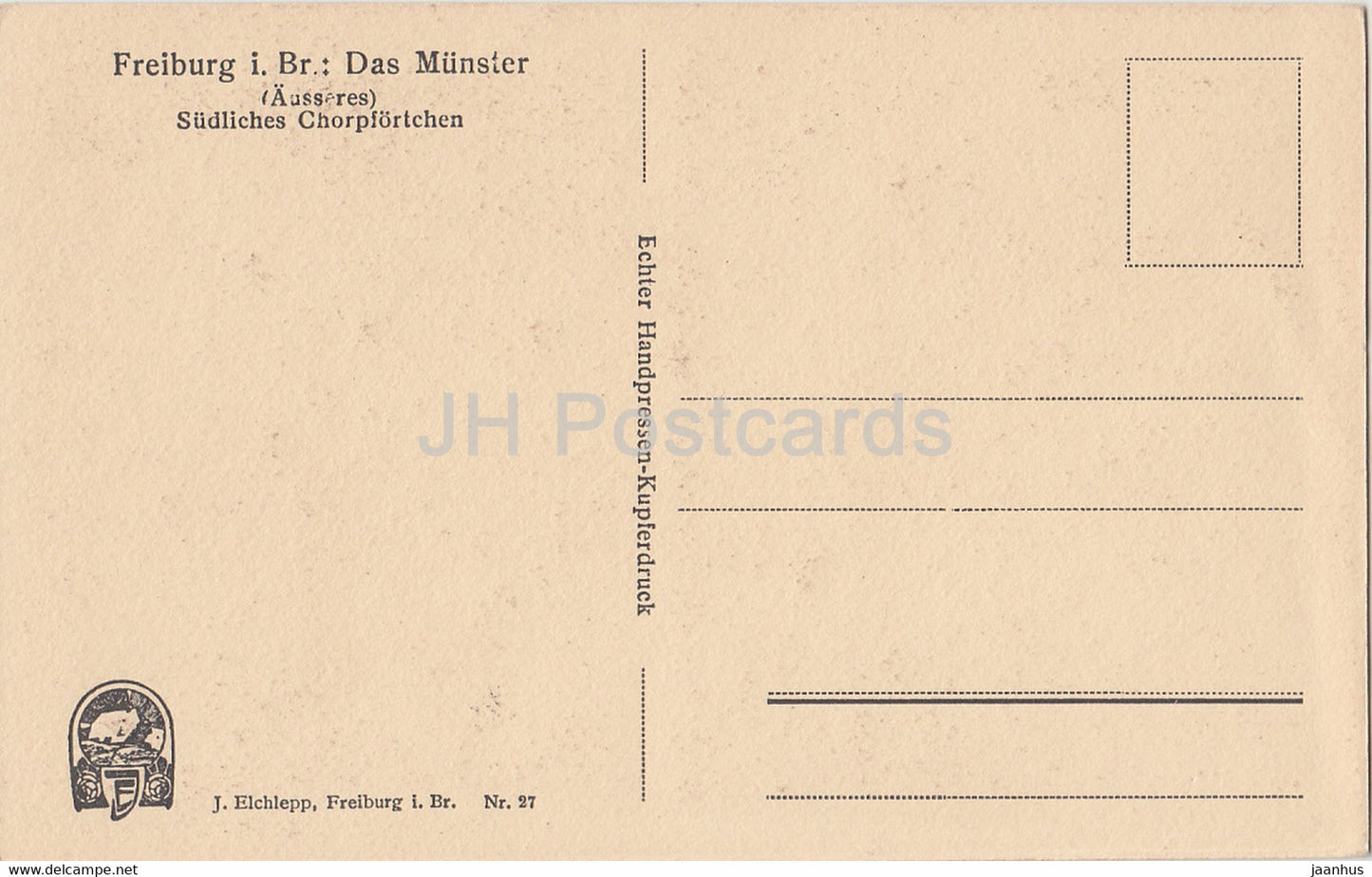 Freiburg i Br - Munster - Sudliches Chorpfortchen - 27 - cathedral - old postcard - Germany - unused