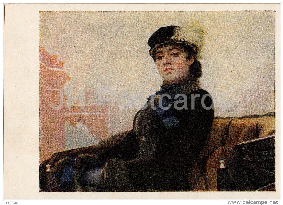 painting by I. Kramskoy - Unknown Woman , 1883 - Russian art - 1955 - Russia USSR - unused - JH Postcards