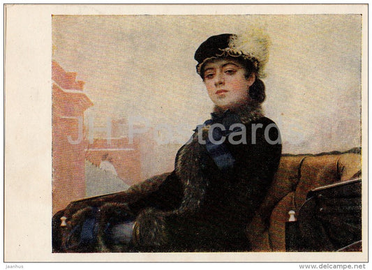 painting by I. Kramskoy - Unknown Woman , 1883 - Russian art - 1955 - Russia USSR - unused - JH Postcards