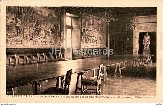 Chateau de Pau - Grande Salle a Manger ou Salle des Etats - castle - old postcard - 1935 - France - used - JH Postcards