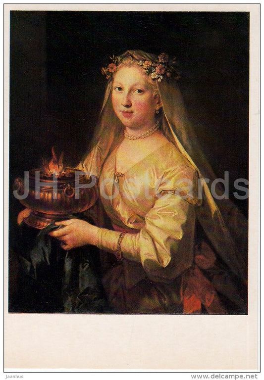 painting by Jean Raoux - Vestal Virgin - French art - Russia USSR - 1986 - unused - JH Postcards