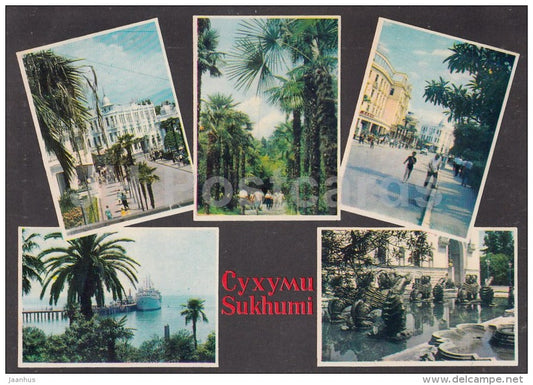 hotel Ritsa - theatre - botanical garden - Sukhumi - 1968 - Georgia USSR - unused - JH Postcards