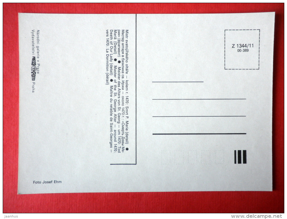 Master of the St. George Altar , around 1470 , Death of Our Lady (Detail) - Czech Gothic Art - Czechoslovakia - unused - JH Postcards