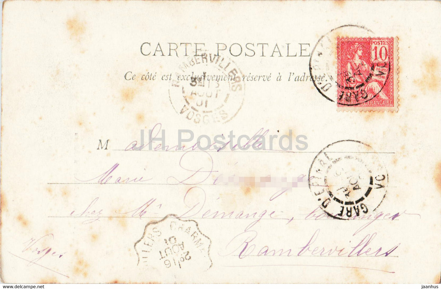 Epinal - Anciennes douves du Chateau - old postcard - 1901 - France - used