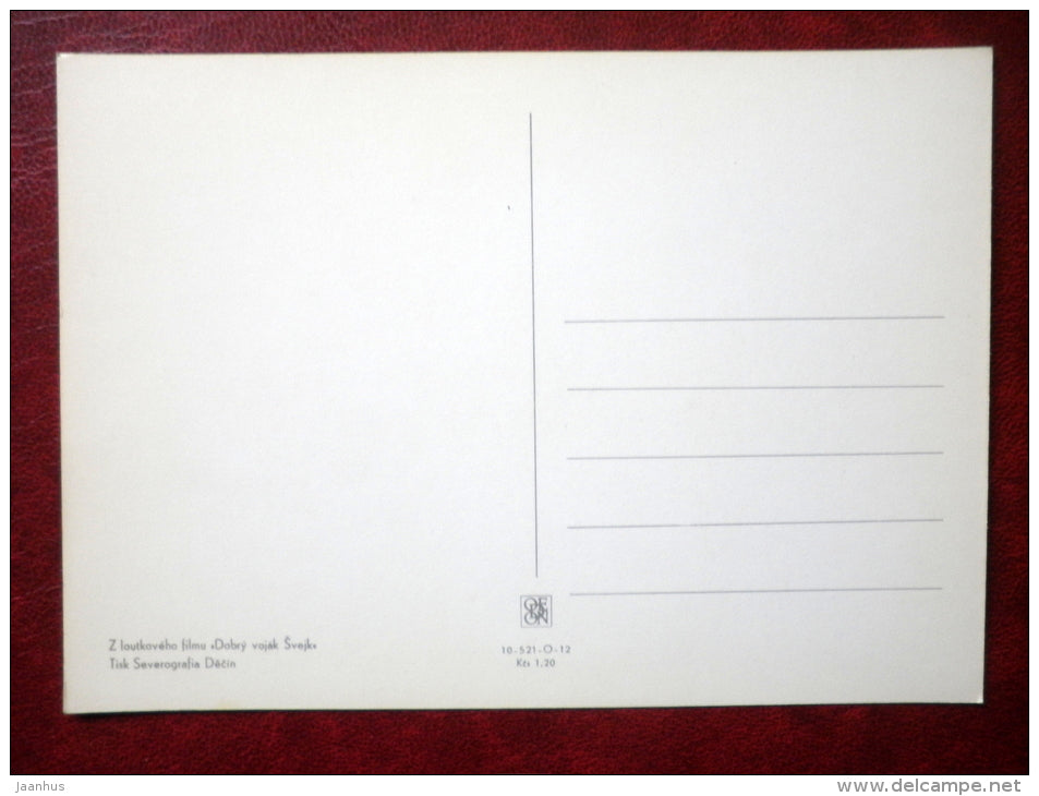 The Good Soldier Švejk - novel by Jaroslav Hasek - train 4 - Tisk Severografia Decin - Film - Animation - Czech - - JH Postcards